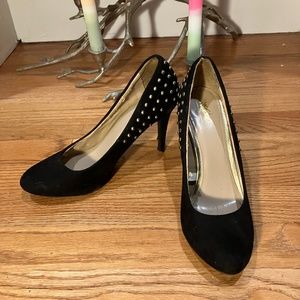 Mossimo Black Suede Heels with gold studs